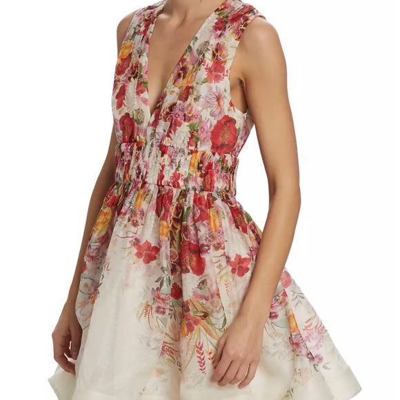 ZIMMERMANN Wonderland Mini Dress Floral Poppy Print V-Neck - Picture 3 of 11
